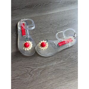 Katy Perry Geli Clear Jelly Sandals Cherry Whipped Cream Flat Shoes Womens 8